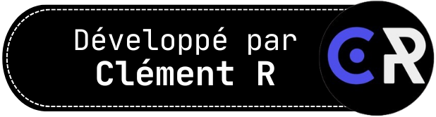 Signature du développeur Clément Rioche et redirection site perso